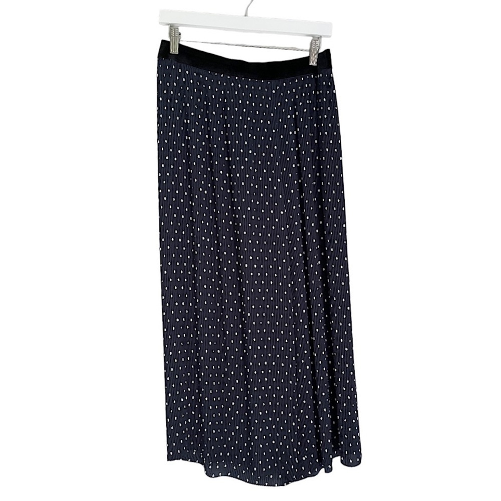 Zara Basic Women’s‎ Wide Leg Polka Dot Pull On Elastic Velour Waist Blue Large